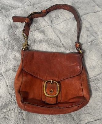 Vintage Coach Bleeker Legacy Tattersall Flap Leather Shoulder Bag Brown 11419