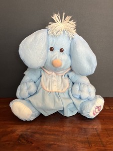 Vintage Fisher Price Puffalump Blue Puppy Dog Stuff Plush Toy Romper 1986