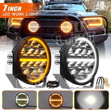 2pc 7inch Round Led Work Lights White Amber Halo Drl Combo Beam Offroad Pod Lamp 2pc 7inch Round Led Work Lights White Amber Halo Drl Combo Beam Offroad Pod Lamp