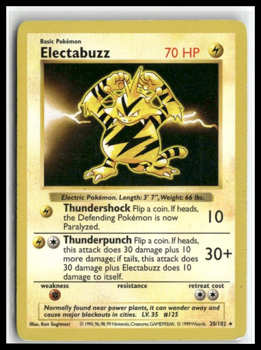 Base Set (Shadowless) #020/102 Electabuzz