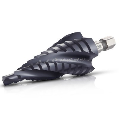 Step Drill Bit, 3/16 to 7/8 inch, 1/4 inch Hex Shank, TiAlN Coating Cobalt HSS H