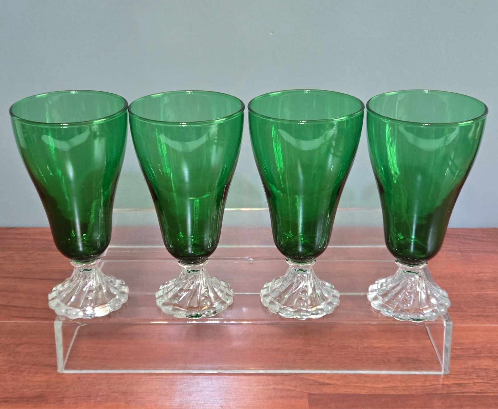 Anchor Hocking Forest Green Burple Inspiration 6.75" Set of 4 ICED TEA GLASSES