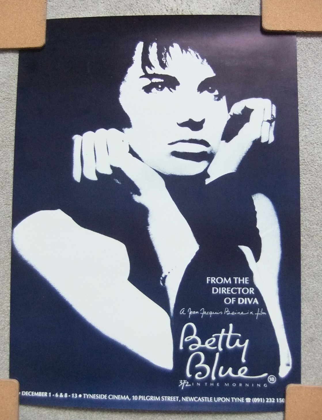 BETTY BLUE..ORIGINAL CINEMA POSTER..TYNESIDE CINEMA NEWCASTLE..FILM..MEMORABILIA
