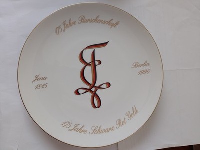 Wand Teller 175 Jahre Burschenschaft. Jena 1815 Berlin 1990. KPM