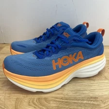 Hoka One One Bondi 8 Shoes Mens Size 9 Blue Orange Max Cushion Running Sneakers