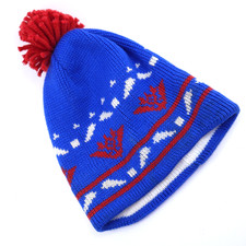 Vintage LANDS' END Wool Knit Ski Beanie Hat One Size Made In USA Red white blue