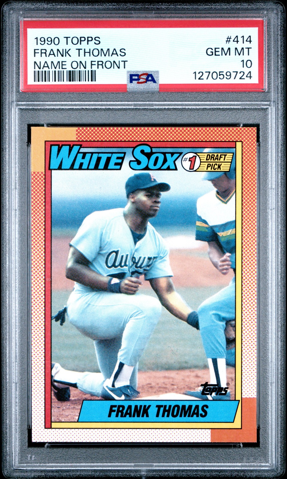1990 TOPPS NAME ON FRONT #414 FRANK THOMAS ROOKIE RC PSA 10