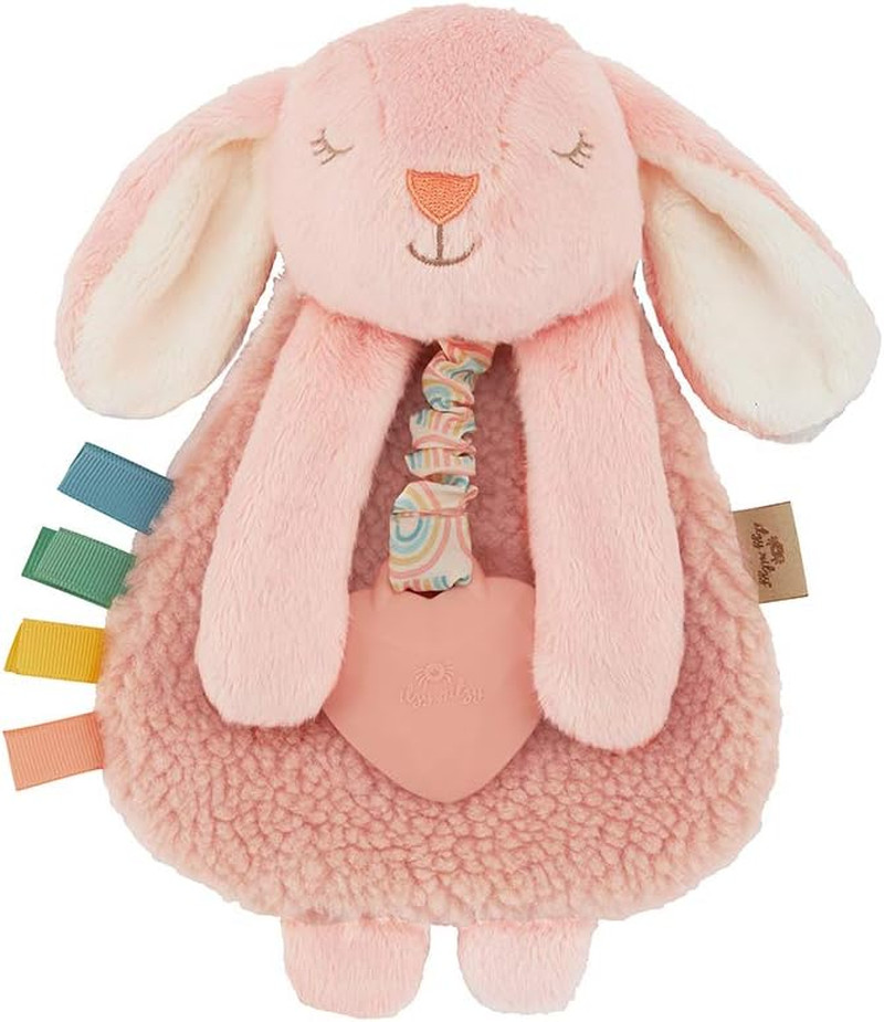Itzy Ritzy Bunny Lovey Teether Baby Sensory Plush Crinkle Toy Pink 0+ Months