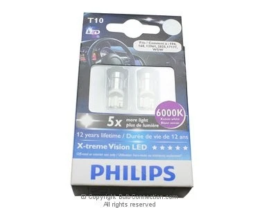NUEVO Philips BC10291 Philips T10 LED 6000K Pack de 2 129666000KX2 12V  Foto 2 de 2