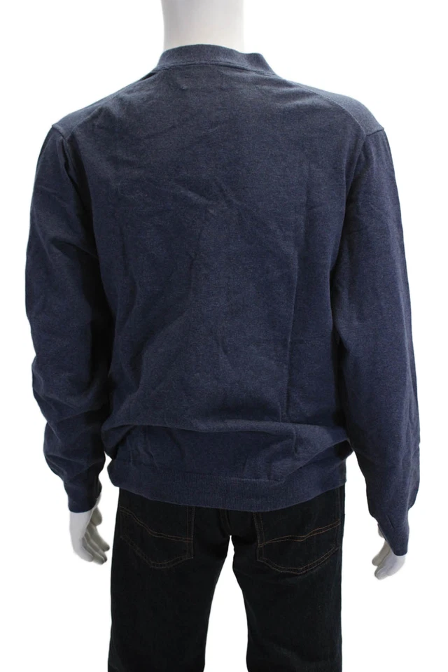 Cárdigan Club Room Para Hombres Azul Oscuro Cuello en V Botón 70% Algodón 30% Nylon Talla XL Foto 3 de 4
