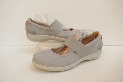 NEU HOTTER ''HEATHER'' GRAU NUBUKLEDER ELASTISCH MARY JANE SCHUHE UK 7/41 STD