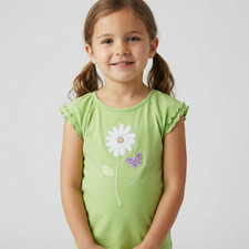 Gymboree Butterfly Blossoms Girl's Daisy Top Shirt in Green Color and size 5