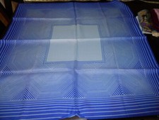 Vintage Scarf Head Cover 70s Blue Asemtric Fashion Scarf Acetate