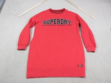 Superdry Sweatshirt Womens 6 Red Black Long Solid Spellout Casual Pullover Top
