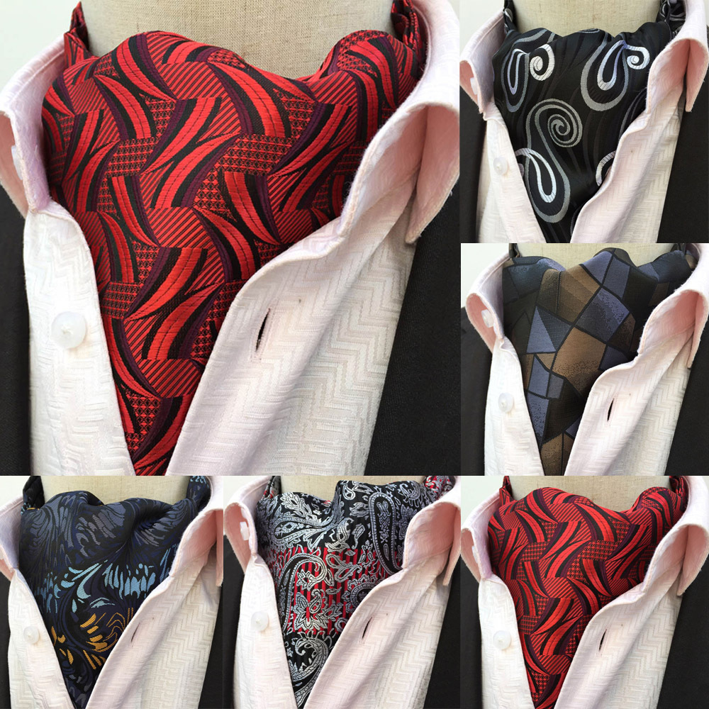 Men Flowers Paisley Geometric Cravat Scarves Ascot Wedding Party