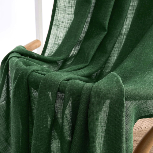 Emerald Green Linen Curtains 96 Inch Long for Bedroom Living Room, Soft Thick Li - Picture 6 of 8