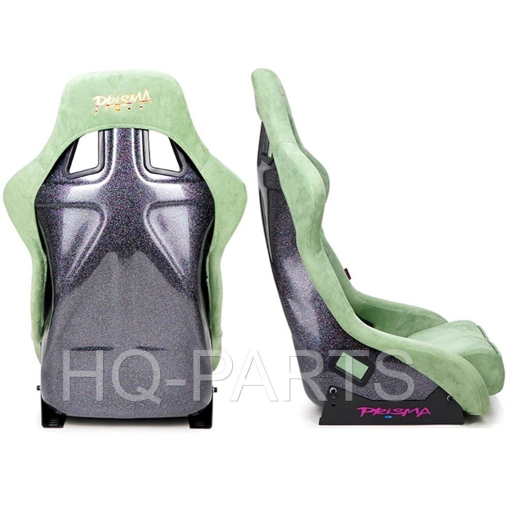 NRG PRISMA FIXED BACK BUCKET RACING SEAT OLIVE ALCANTARA + SIDE
