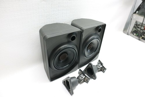 Used Working Original Black Tannoy Arena Stereo Monitor Speakers 2-Way & Bracket - Picture 5 of 11