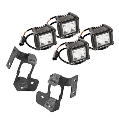 Rugged Ridge A-Pillar Light Kit Textured Black With Four 3'' LED Cube Lights W...