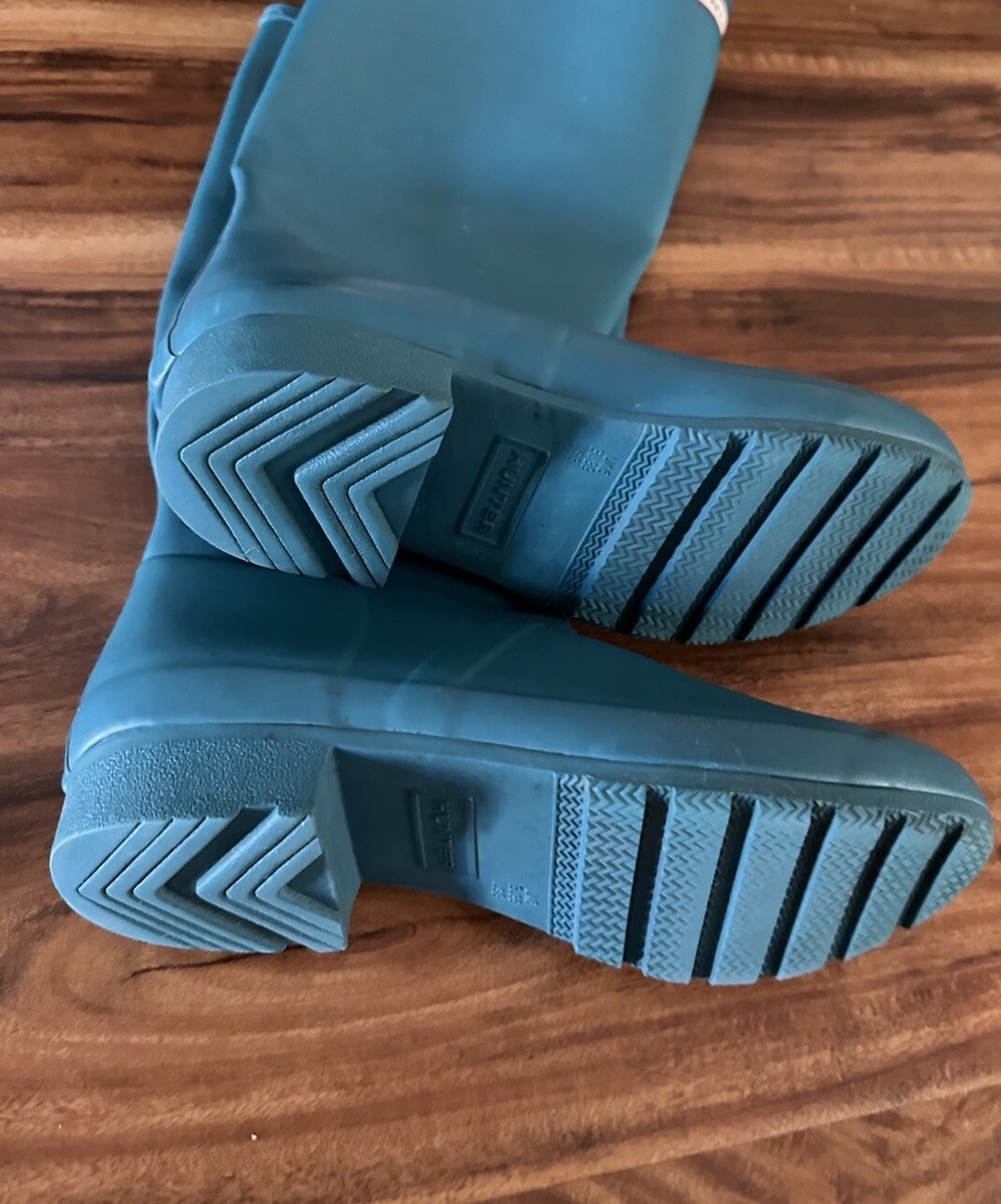 Hunter Tall Rain Boots 39 Wellies Turquoise Blue Green Women