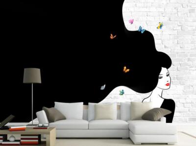 3D Black Long Hair G16681 Wallpaper Wall Murals Removable Self-adhesive Honey