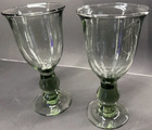 Set of 2 Vintage Green Water Goblet Glasses – Elegant Stemware Cups