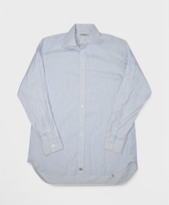 Burberry Dress Shirt Mens 16 Bue Striped Button Up Long Sleeve London Cotton