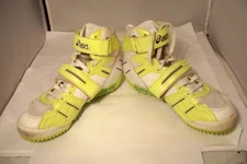 Mens 7.5 Asics Rhyno Skin GN910 Track Yellow Blue Lace Up Strap Closure Cleats .