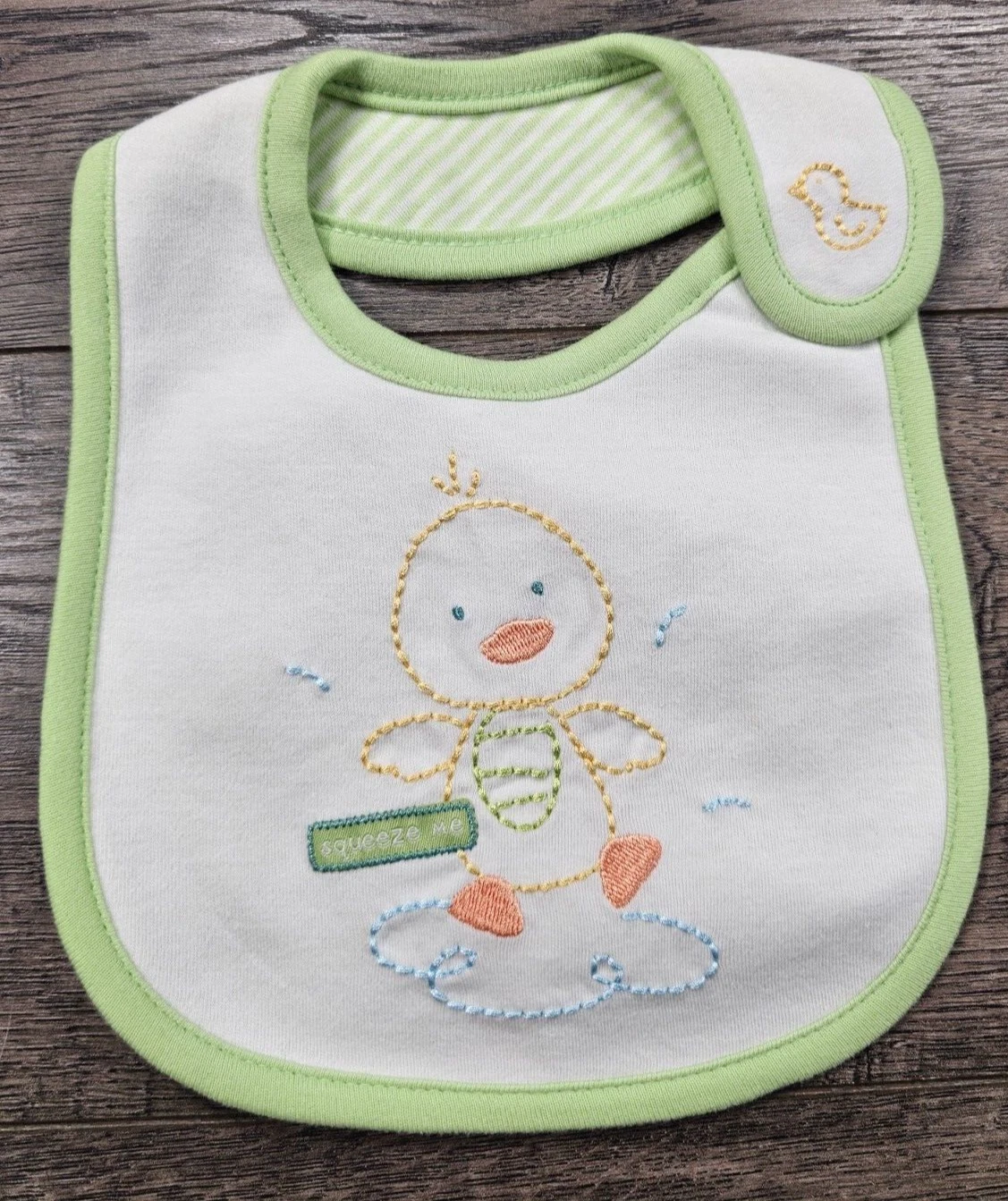 Baby Girl Boy Nwot Carter's Squeeze Me Green Duck Baby Bib