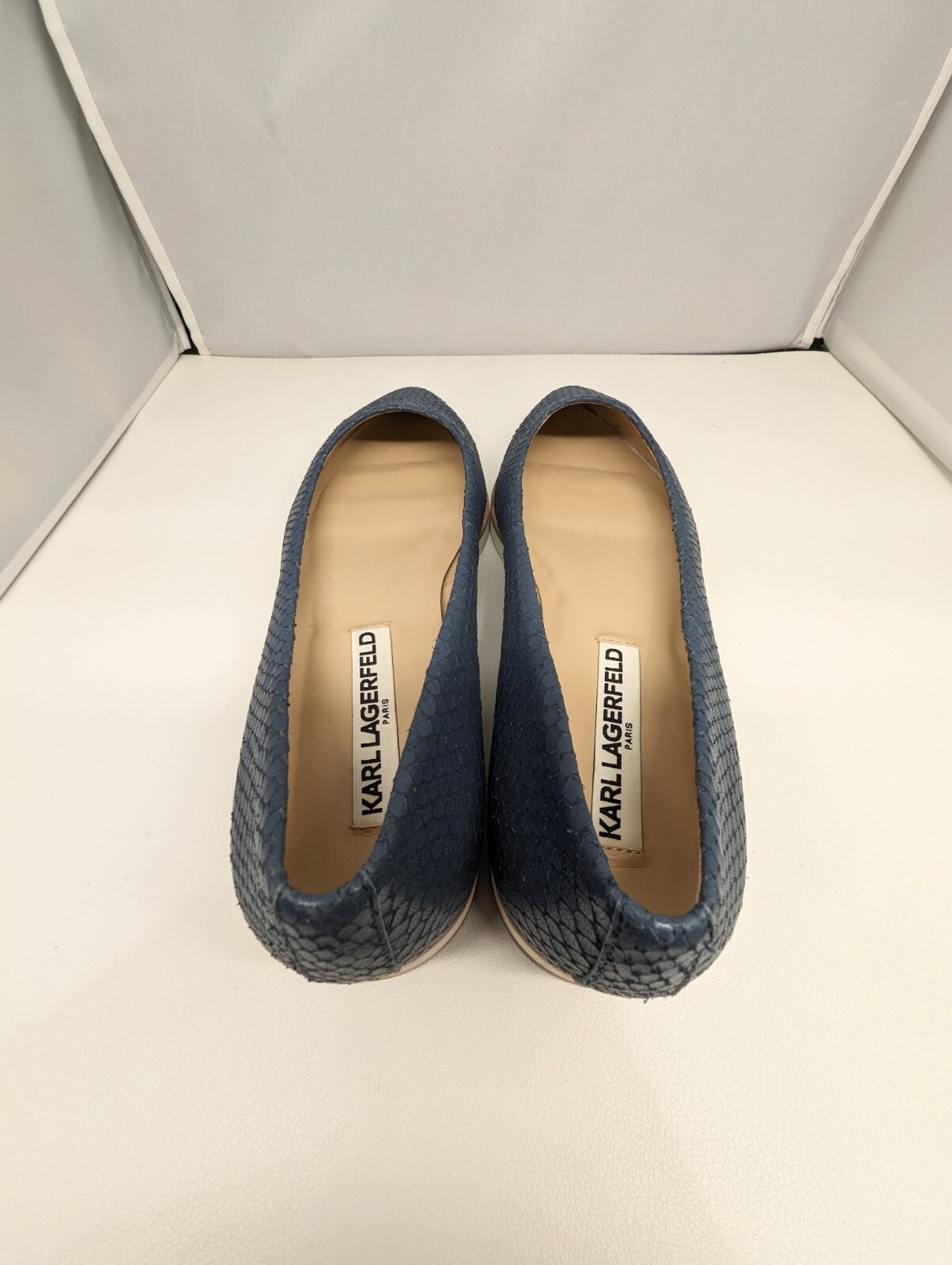 Women's Karl Lagerfeld Blue Python Cap Toe No Hee… - image 9