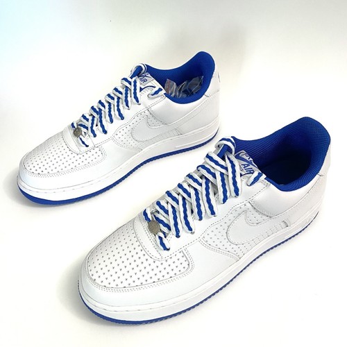 NEW Nike Air Force 1 2007 Low Sneakers/Shoes 313642-141 White/Varsity Royal Blue - Picture 4 of 10