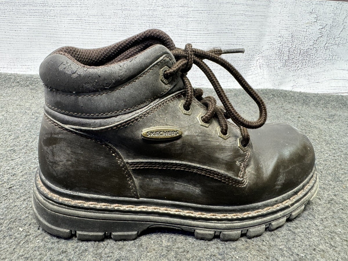 Vtg 90s Y2K Skechers Jammers Chunky Platform Brown Leather Boots