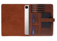 file Folder pen card pocket cow Leather Messenger Briefcase ipad bag brown Q407