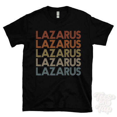LAZARUS REPEATED RETRO STYLE T-SHIRT mens & womens novelty cool name gift