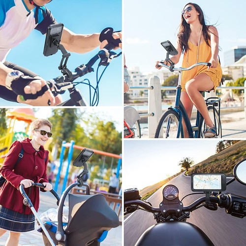 Motorcycle Bike Handlebar Phone Mount Holder Waterproof Case for Samsung iPhone - Picture 7 of 11