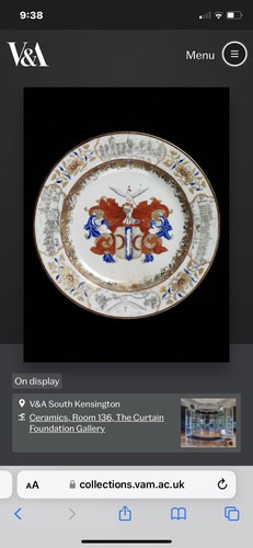 Chinese 18th c. Armorial Export Porcelain Plate VOC Dutch Valckenier Falcon - Picture 23 of 24