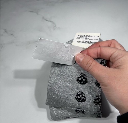 Alexander McQueen Logo Short Skull Chamber Silver Black Socks Size M - Picture 6 of 7
