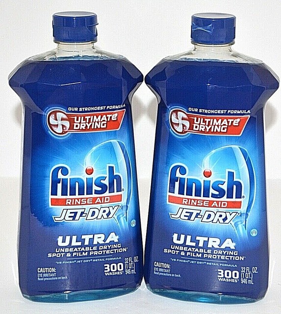 2 FINISH RINSE AID JET DRY ULTRA DRYING SHINE PROTECT DISHWASHER AGENT