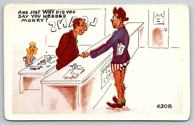 Vintage Kromekolor Funny Humor Gambling Postcard B8