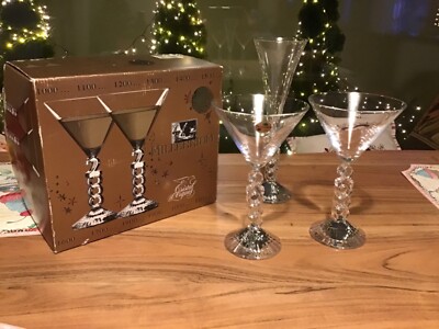 2 Millennium Gläser Cocktail Cristal d Arques 2000 Sektglas Sektschale Silberhoc