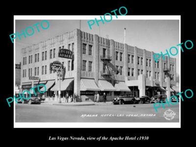 OLD LARGE HISTORIC PHOTO OF LAS VEGAS NEVADA VIEW OF THE APACHE HOTEL c1930