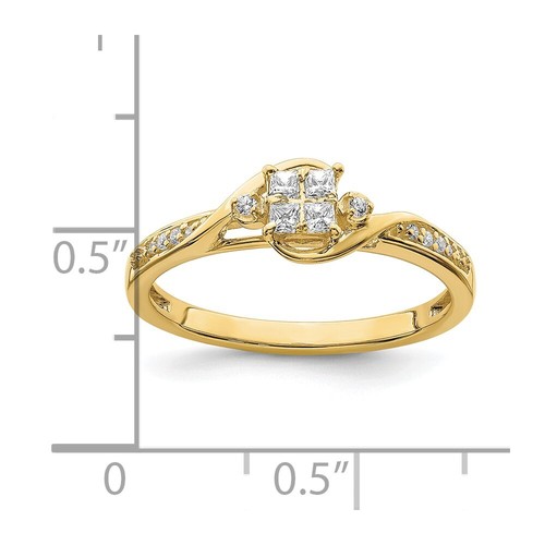 10k Yellow Gold Lab Grown Diamond Cluster Engagement Ring for Women Size 7 - Picture 9 of 9