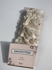 David Tutera Ivory stretch Lace Garter Rhinestone