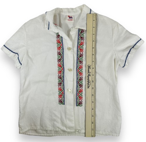 Yugoslavia Handmade Shirt Small Child Size, Traditional Embroidered Needlecraft - Picture 3 of 12