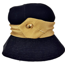 Vintage Womens Hat Bucket Cloche Beach Black Velour Casual McHenry's Made In USA