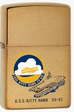 USS Kitty Hawk (CV-63) Aircraft Carrier Zippo MIB  Brushed Brass