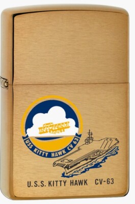 USS Kitty Hawk (CV-63) Aircraft Carrier Zippo MIB  Brushed Brass