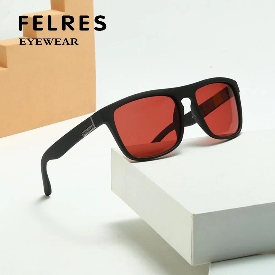 Gafas de sol de pesca cuadradas polarizadas para hombre lentes rojas sombras gafas deportivas UV400 Foto 3 de 4