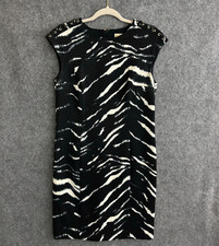 Michael Kors Dress Women's Medium Black Ivory Sleeveless Sheath Lace Up Shoulder