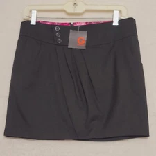 G By Guess Womens Mini Skirt Sz 27 Jet Black 3 Pleats Buttons Pockets Zipper